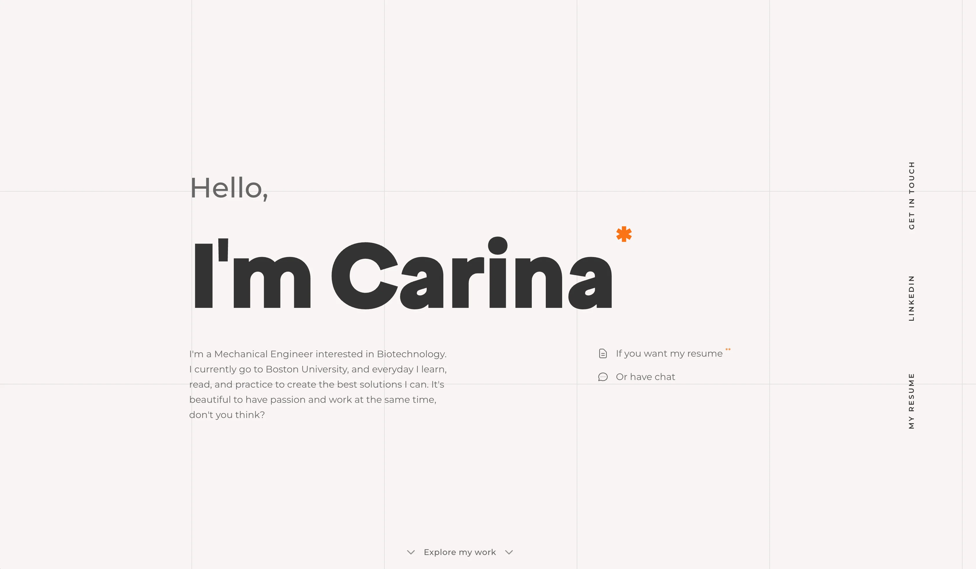 Carina Orcutt portfolio homepage
